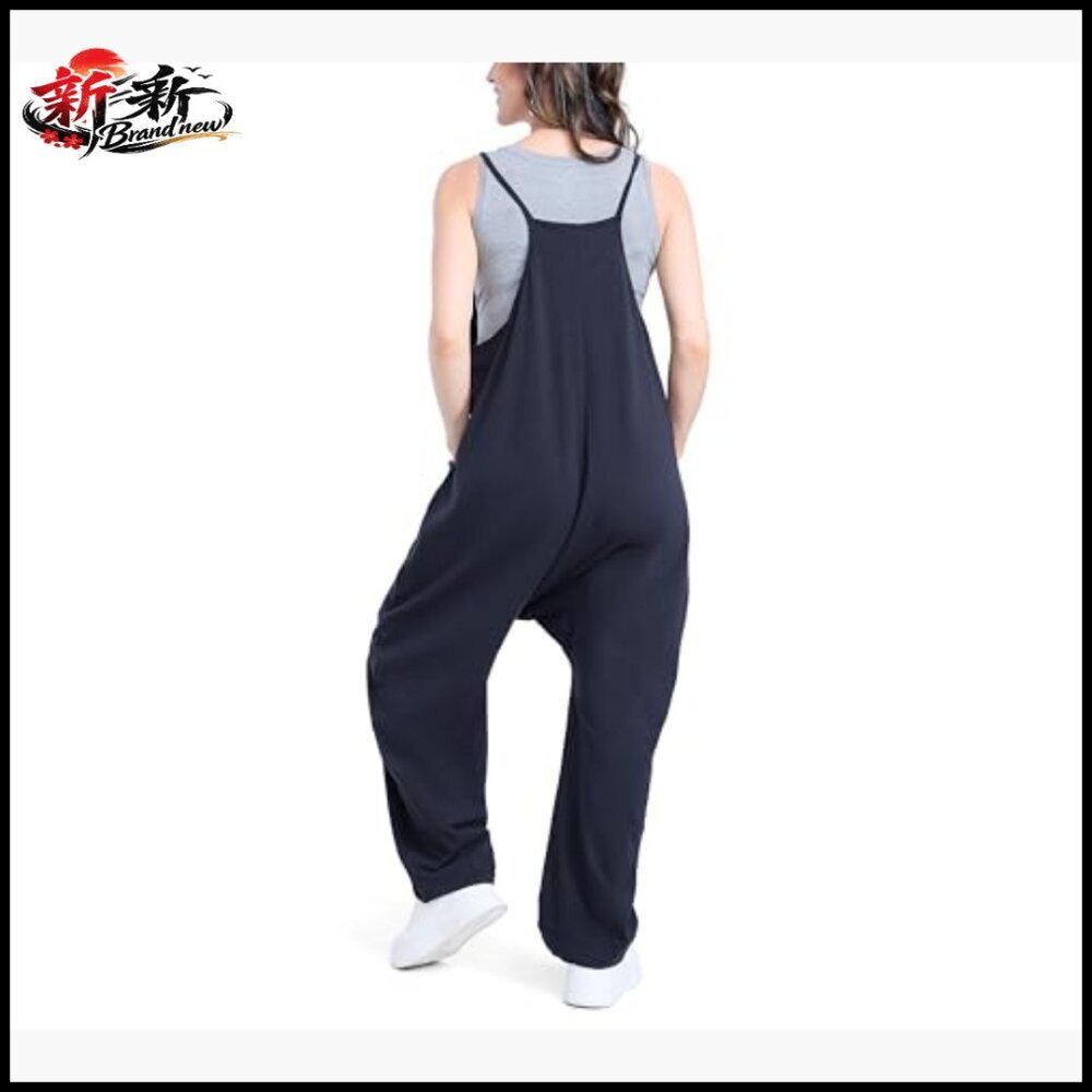 Cotton Blend Sleeveless V-Neck Jumpsuit with Pockets for Maternity - Picture 4 of 6